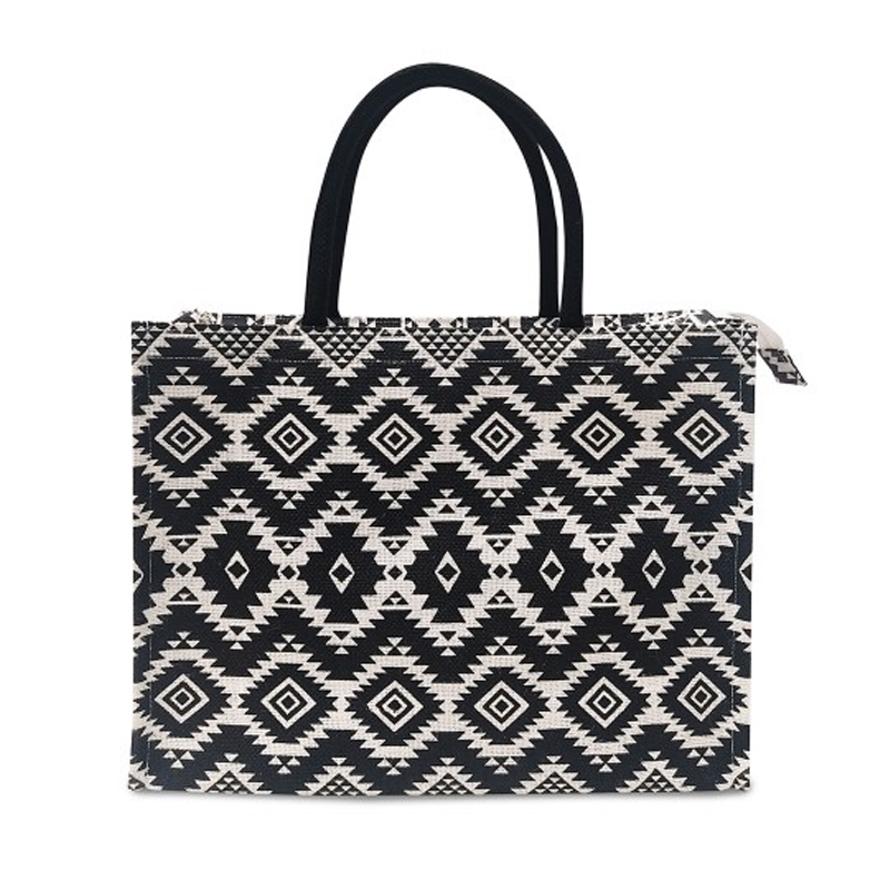 Unisex Geometric Printed Structured Handheld Bag